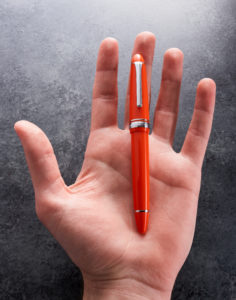 Sailor 1911L in an open palm for size reference